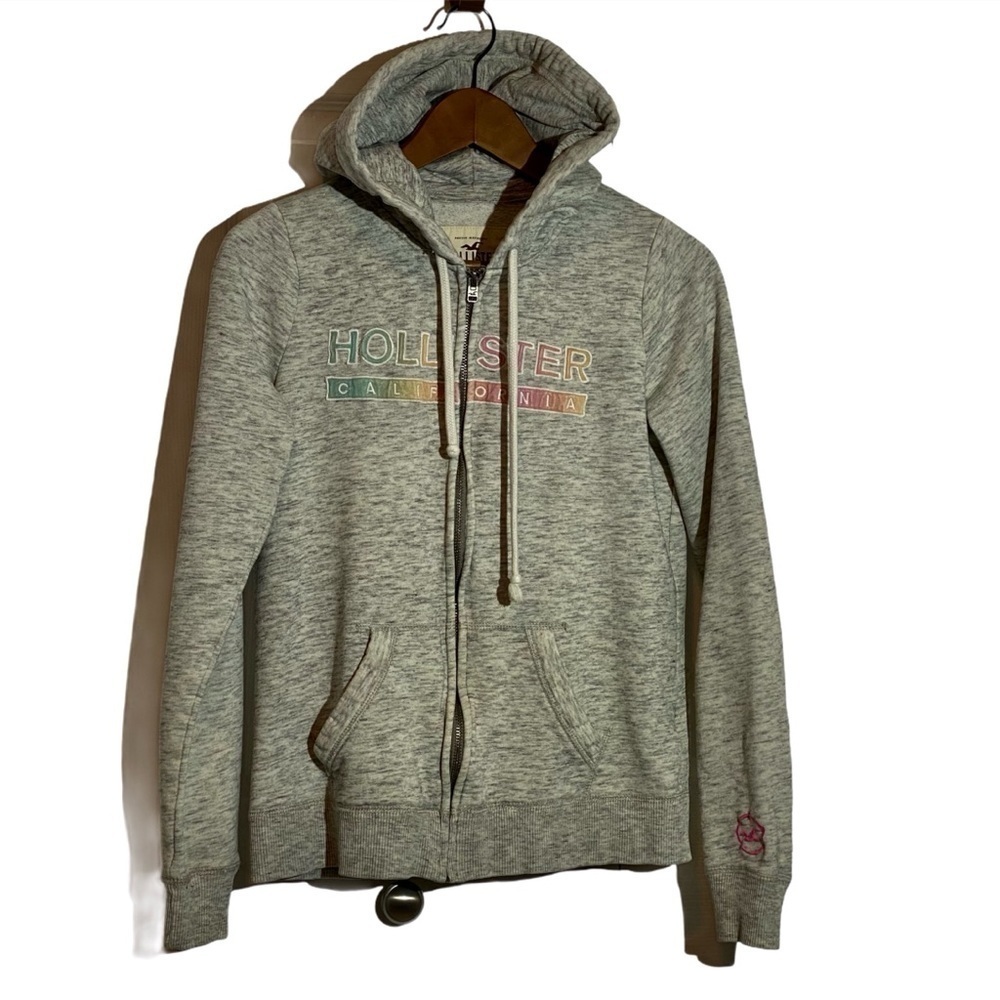 Hollister Unisex Zip Up Hoodie Gray Hobo size M